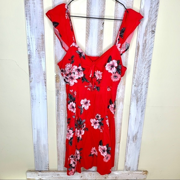 Xhilaration Dresses & Skirts - Target Xhilaration Red Floral Cutout Dress